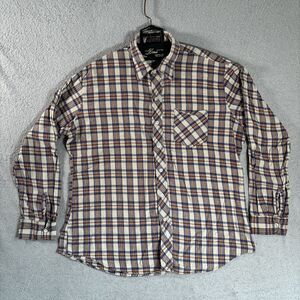 Vintage Hudson’s Men’s Store Plaid Flannel Shirt‎ Men’s Size XL Blue Red Tan